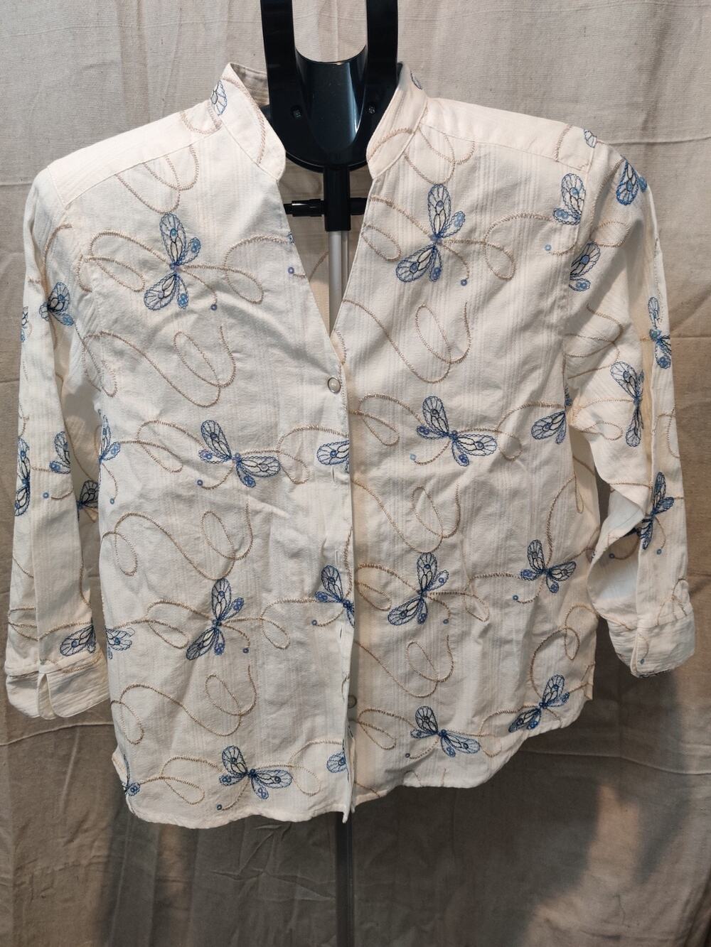 Vintage Alfred Dunner Petite Blouse Women's Size 10P Butterfly Button Up